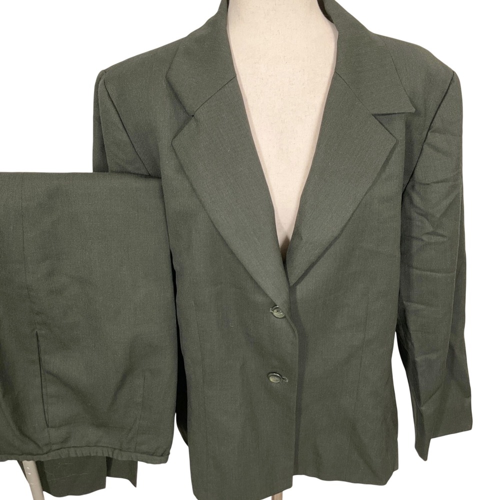 Pendleton Pantsuit Womens 18W Green Corporate Minimalist  Preppy Wool USA VTG‎